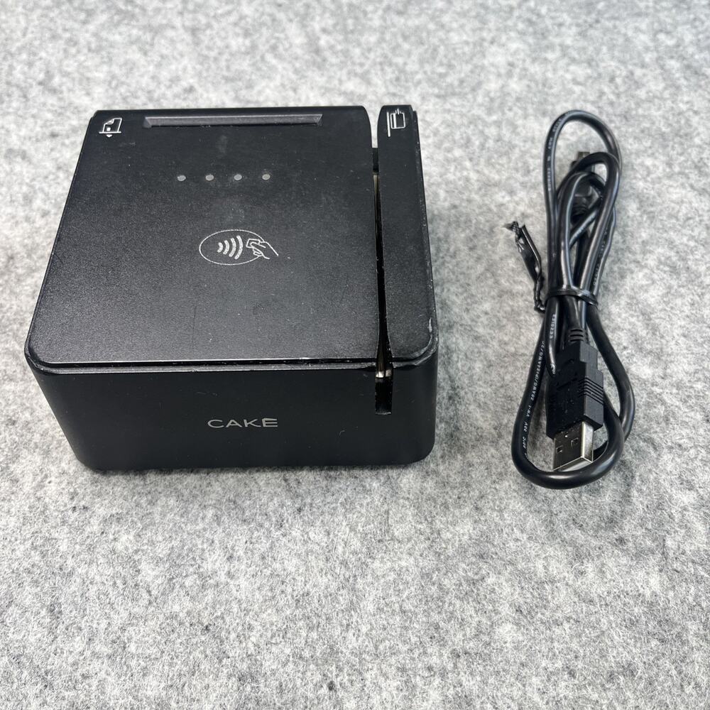 Cake POS Card Payment Reader v1.1 Tap Swipe Insert Black w/ USB Power Cable Cord